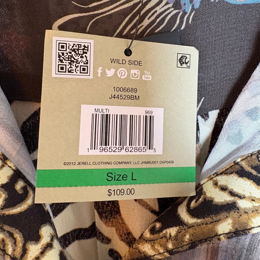 John Mark Patchwork Bird Zebra Print‎ Button Down… - image 6